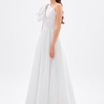 One Shoulder Bow Detail Long Evening Dress - 9062C