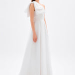 One Shoulder Bow Detail Long Evening Dress - 9062C