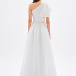 One Shoulder Bow Detail Long Evening Dress - 9062C
