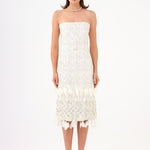 Feather Detailed Strapless Stone Midi Evening Dress - 9160C