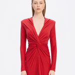 Long Sleeve Draped Evening Dress with Hat - 3011H