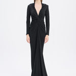 Long Sleeve Draped Evening Dress with Hat - 3011H