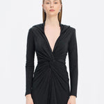 Long Sleeve Draped Evening Dress with Hat - 3011H