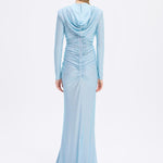 Long Sleeve Draped Evening Dress with Hat - 3011H