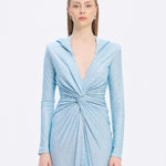 Long Sleeve Draped Evening Dress with Hat - 3011H