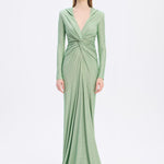 Long Sleeve Draped Evening Dress with Hat - 3011H