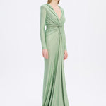 Long Sleeve Draped Evening Dress with Hat - 3011H