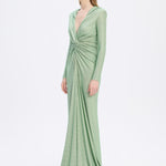Long Sleeve Draped Evening Dress with Hat - 3011H