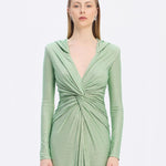 Long Sleeve Draped Evening Dress with Hat - 3011H