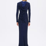 Long Sleeve Draped Evening Dress with Hat - 3011H