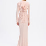 Long Sleeve Draped Evening Dress with Hat - 3011H