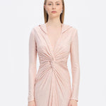 Long Sleeve Draped Evening Dress with Hat - 3011H
