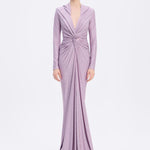 Long Sleeve Draped Evening Dress with Hat - 3011H