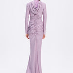 Long Sleeve Draped Evening Dress with Hat - 3011H