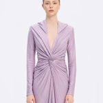 Long Sleeve Draped Evening Dress with Hat - 3011H