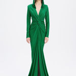 Long Sleeve Draped Evening Dress with Hat - 3011H