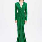 Long Sleeve Draped Evening Dress with Hat - 3011H