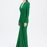 Long Sleeve Draped Evening Dress with Hat - 3011H