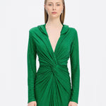 Long Sleeve Draped Evening Dress with Hat - 3011H