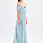 V Neck Pleated Chiffon Long Evening Dress - 9080C