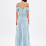 V Neck Pleated Chiffon Long Evening Dress - 9080C