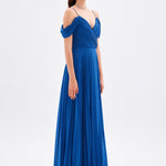 V Neck Pleated Chiffon Long Evening Dress - 9080C