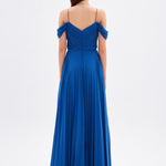 V Neck Pleated Chiffon Long Evening Dress - 9080C