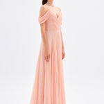 V Neck Pleated Chiffon Long Evening Dress - 9080C