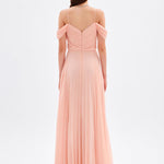 V Neck Pleated Chiffon Long Evening Dress - 9080C