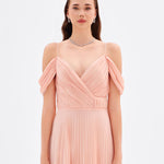 V Neck Pleated Chiffon Long Evening Dress - 9080C