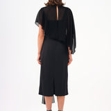 Bat Sleeves Stone Embroidery Detailed Midi Evening Dress - 9187C