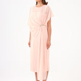 Bat Sleeves Stone Embroidery Detailed Midi Evening Dress - 9187C