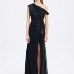 Low Shoulder Long Evening Dress with Slits - 5046C