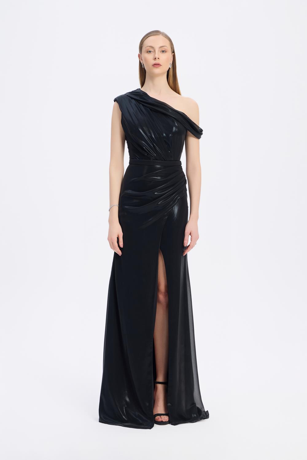 Low Shoulder Long Evening Dress with Slits - 5046C