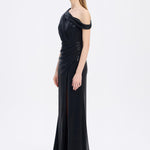 Low Shoulder Long Evening Dress with Slits - 5046C