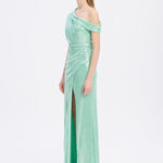 Low Shoulder Long Evening Dress with Slits - 5046C
