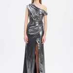 Low Shoulder Long Evening Dress with Slits - 5046C