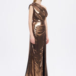 Low Shoulder Long Evening Dress with Slits - 5046C