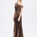 Low Shoulder Long Evening Dress with Slits - 5046C