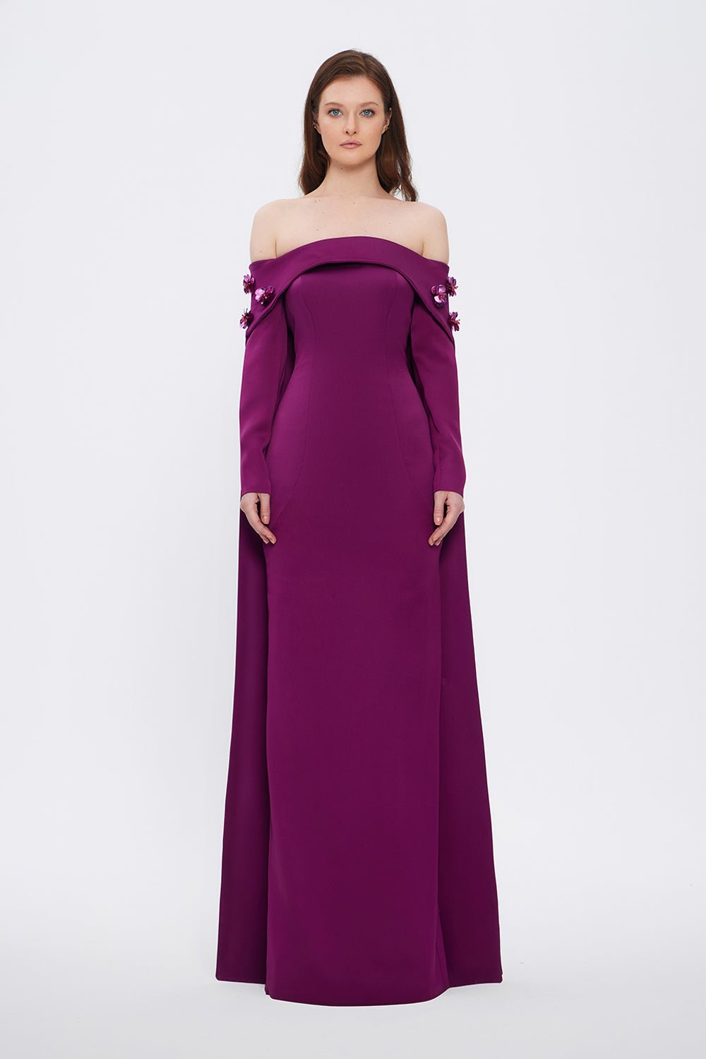 Strapless Collar Long Evening Dress - 1026C