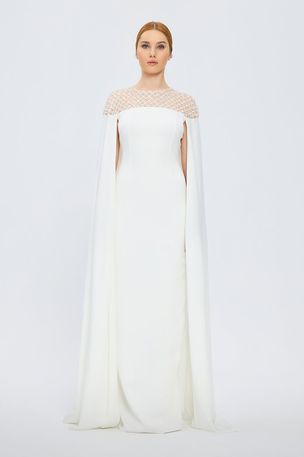 Judge Collar Stone Embroidered Hijab Evening Dress - 1027C