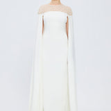 Judge Collar Stone Embroidered Hijab Evening Dress - 1027C