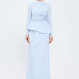 Fish Cut Round Neck Long Evening Dress - 5042C