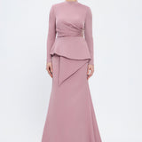 Fish Cut Round Neck Long Evening Dress - 5042C