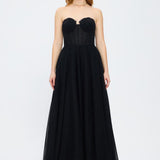 Silvery Fabric Princess Cut Long Evening Dress - 5006C
