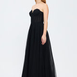 Silvery Fabric Princess Cut Long Evening Dress - 5006C