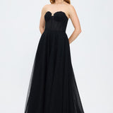 Silvery Fabric Princess Cut Long Evening Dress - 5006C