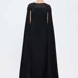 Judge Collar Stone Embroidered Hijab Evening Dress - 1027C