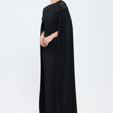 Judge Collar Stone Embroidered Hijab Evening Dress - 1027C