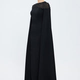 Judge Collar Stone Embroidered Hijab Evening Dress - 1027C